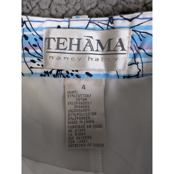 Tehama by Nancy Haley Skort Blue Floral Print Pockets Golf Size 4 Stretch - Picture 2 of 14